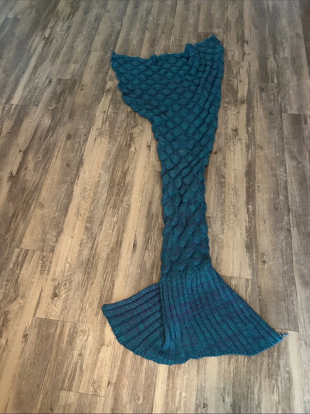 Cozy Teal Mermaid Tail Throw Blanket by